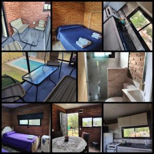 un collage de photos d'une maison avec une piscine dans l'établissement Panorámica Sierras, à Villa Carlos Paz