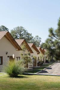a row of houses with trees in the background at Hotel Puerta de Piedra in Tapalpa