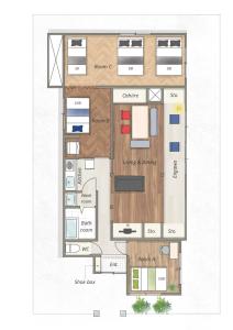 ein Grundriss eines Hauses in der Unterkunft いっぷく in Yokosuka
