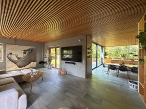 TV a/nebo společenská místnost v ubytování Luxury Villa With jacuzzi, near Aarhus City