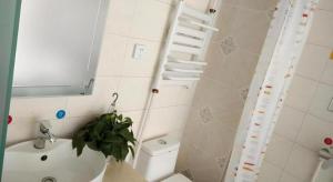 a white bathroom with a toilet and a plant in it at Shell Hotel Taiyuan South Railway Station New Southeast Bus Station in Taiyuan +89 photos