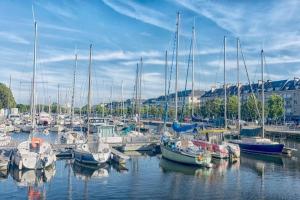 a bunch of boats docked in a harbor at Le 5 - Spacieux 2 pièces Caen Centre Le Port in Caen