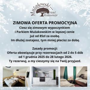 a flyer for the zona offereria provocateur in a living room at Hotel Mużakowski in Łęknica