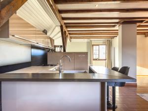 cocina con encimera grande con fregadero en Retraite nature - Maison 150 m2 avec parking privé, balcon, brasero & ping-pong, en Gingsheim 12 fotos más