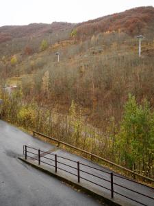 een lege weg met een hek aan de kant van de weg bij Mono Villaggio Del Sole in Limone Piemonte