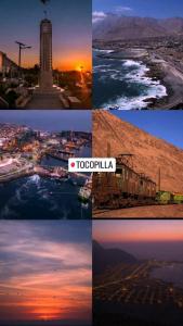 a collage of photos of a city with a clock tower at novoa45 in Tocopilla