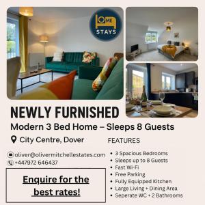 Voodi või voodid majutusasutuse Cosy 3-Bed Dover, Sleeps 8, EV and Free Parking toas