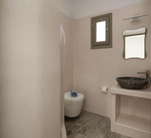 a bathroom with a sink and a toilet and a mirror at Eleonas 2 in Maragkas +28 photos