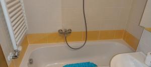 a bathroom with a bath tub with a shower at Lux Apartmans in Zagreb +7 photos