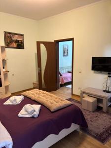 Ένα ή περισσότερα κρεβάτια σε δωμάτιο στο Metekhi Rise