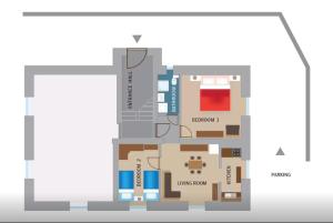 a floor plan of a building at Gemütliches Appartment Direkt Am Strand in Koromačno