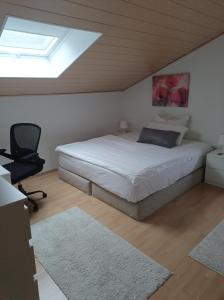 une chambre avec un lit et une lucarne dans l'établissement Devona Apart, à Langenselbold