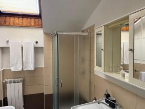 a bathroom with a shower and a sink at Residence Principe di Saronno in Saronno