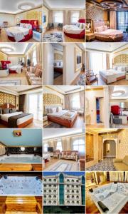 a collage of different photos of a hotel room at can palace adalya otel in Antalya