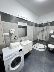 ヤシにあるLuxury Collection Studios at Q Residence Palas Mallのバスルーム(洗濯機、シャワー付)