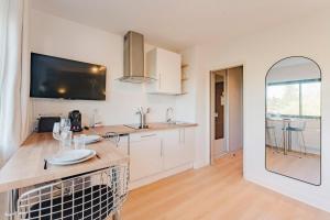 Kuchyň nebo kuchyňský kout v ubytování Renovated studio apartment in Marcq-en-Barœul