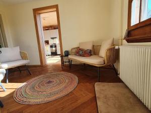 a living room with a couch and a rug at Garden Oasis In Bern in Liebefeld +4 photos