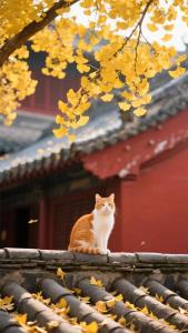 an orange and white cat sitting on top of a roof at The Hutong Courtyard-Very close to Tiananmen Square,Forbidden City,Wangfujing Commercial Street,The hotel has a terrace,Free coffee,Free laundry,Near the subway st ation in Beijing