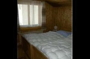 a bedroom with a white bed and a window at Cad Maté 2 in Maloja