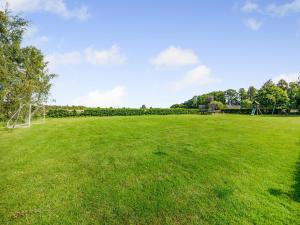 ein großes Grasfeld mit einem Fußballziel in der Unterkunft Doxford Dairy - Uk49889 in Preston