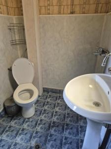 a bathroom with a toilet and a sink at Апартамент за гости"Вълчанови" in Elkhovo +32 photos
