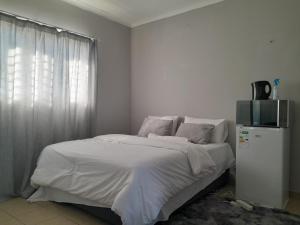 a bedroom with a bed with a television on it at Shalom Villa Guesthouse Walvis in Walvis Bay