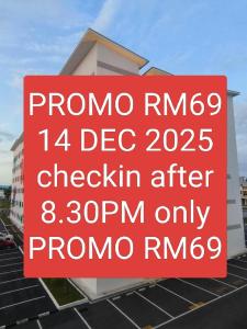 a red sign on the roof of a building at IFS SoHo Basic Homestay Entire Home in Seri Iskandar