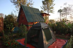 ein Zelt in einem Garten neben einem kleinen Haus in der Unterkunft Malasy camping site in Makungulu + 51 Fotos