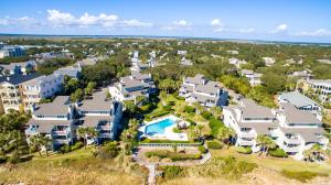 an aerial view of a large house with a pool at SG10D: 10D Seagrove Villa in Isle of Palms