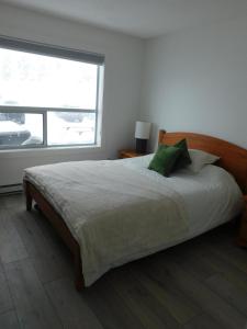 En eller flere senge i et værelse på Drive Up Condo - Walk to Mount Washington