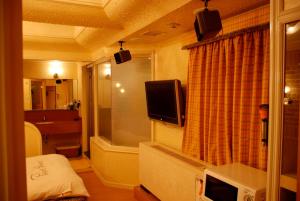 Habitación de hotel con TV y baño. en Hotel PENTHOUSE Kanayama - Adult Only, en Nagoya 6 fotos más
