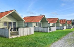 a row of green houses with red roofs at Cozy Home In Hanstholm With Private Swimming Pool, Can Be Inside Or Outside in Pugdal +16 photos