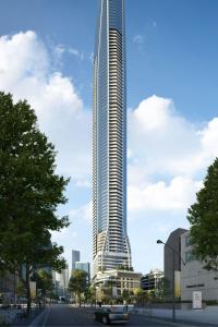 een hoog gebouw met een auto ervoor bij Le Méridien Toronto Pinnacle Hotel in Toronto