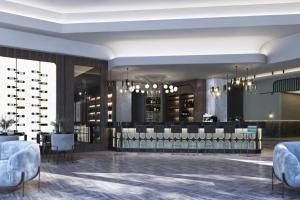 a rendering of a restaurant with chairs and a bar at Le Méridien Toronto Pinnacle Hotel in Toronto