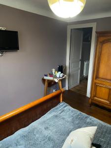 a bedroom with a bed and a flat screen tv at Relais Ganderats in Came