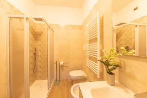 a bathroom with a shower and a toilet and a sink at Casicarillo 800 in Serino +59 photos