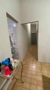 a room with a table with dishes on it at Casa Aver o Mar in Sirinhaém