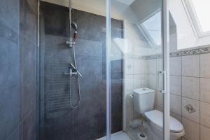 a bathroom with a shower and a toilet at Gîte l'orée de la forêt légendaire in Néant-sur-Yvel +21 photos