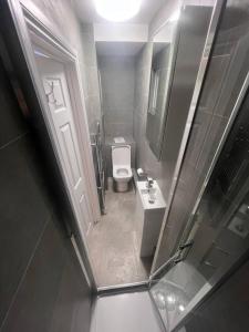 a small bathroom with a toilet and a sink at Room in Oval 6 minutes walk away in London