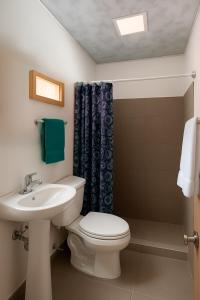 une salle de bains avec toilettes et lavabo dans l'établissement Piscina Privada, Zona parrillas, 8 min del Pueblo, Parqueadero Cubierto, à Pacho