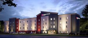 eine Darstellung eines Hotels mit einem Gebäude in der Unterkunft Candlewood Suites Mankato East by IHG in Mankato