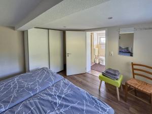 une chambre avec un lit, une chaise et une table dans l'établissement Am Arnsberg, à Unterschönau