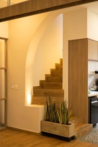 una scala in una casa con una pianta in vaso di Casa del Viento 102 a Cali