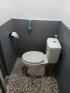 un inodoro en un baño con un montón de piedras en The living glamping and homestay, en Penebel 21 fotos más