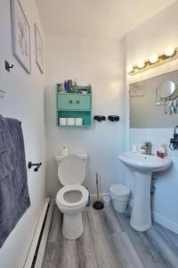 a bathroom with a white toilet and a sink at 1-Bedroom Retreat Apt 3 in Bridgewater