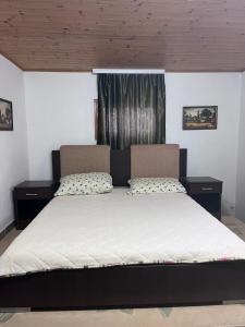 a bedroom with a large bed with two pillows at Kuća za odmor Sremac in Apatin