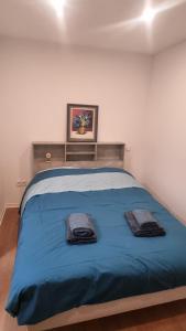 Ένα ή περισσότερα κρεβάτια σε δωμάτιο στο Gîte chez Suzannala