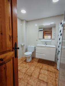 ein Badezimmer mit Toilette und Waschbecken in der Unterkunft Bajo con jardín, paz, tranquilidad y aire libre - Isard 3 in Pla de l'Ermita + 18 Fotos