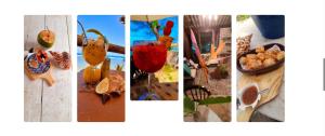 a collage of four pictures of different fruits and vegetables at Pousada Ventoria in Canguaretama
