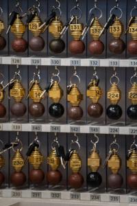 a bunch of teapots with numbers on them at Hotel Olimpia in Imola